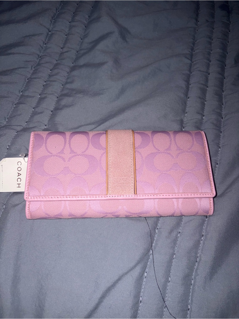 COACH Lilac Signature Continental Wallet with Contrast Trim